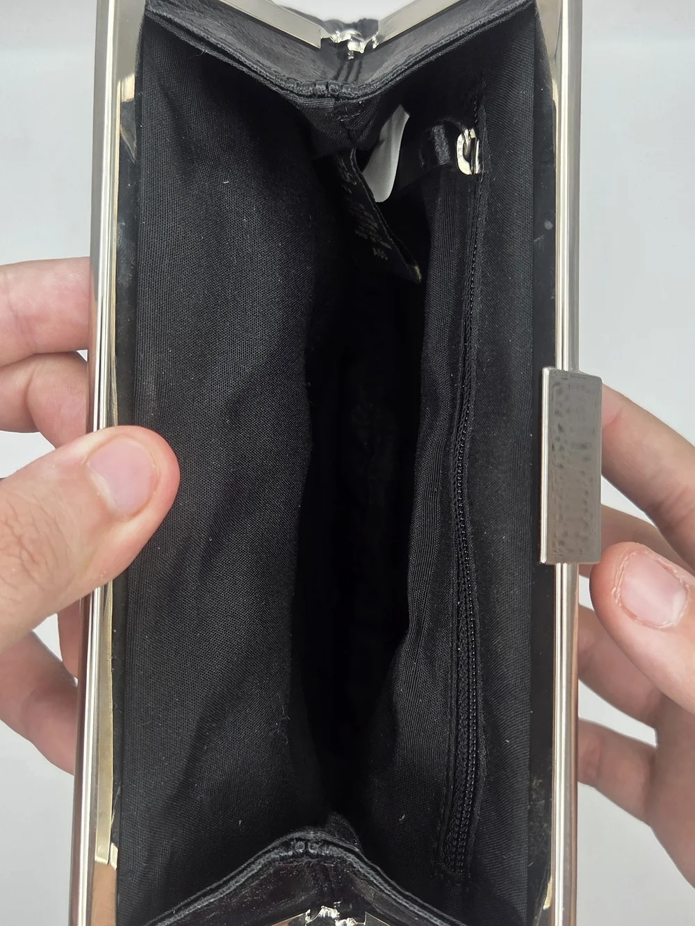 Banana Republic Black Pebbled Leather Frame Clutch Bag